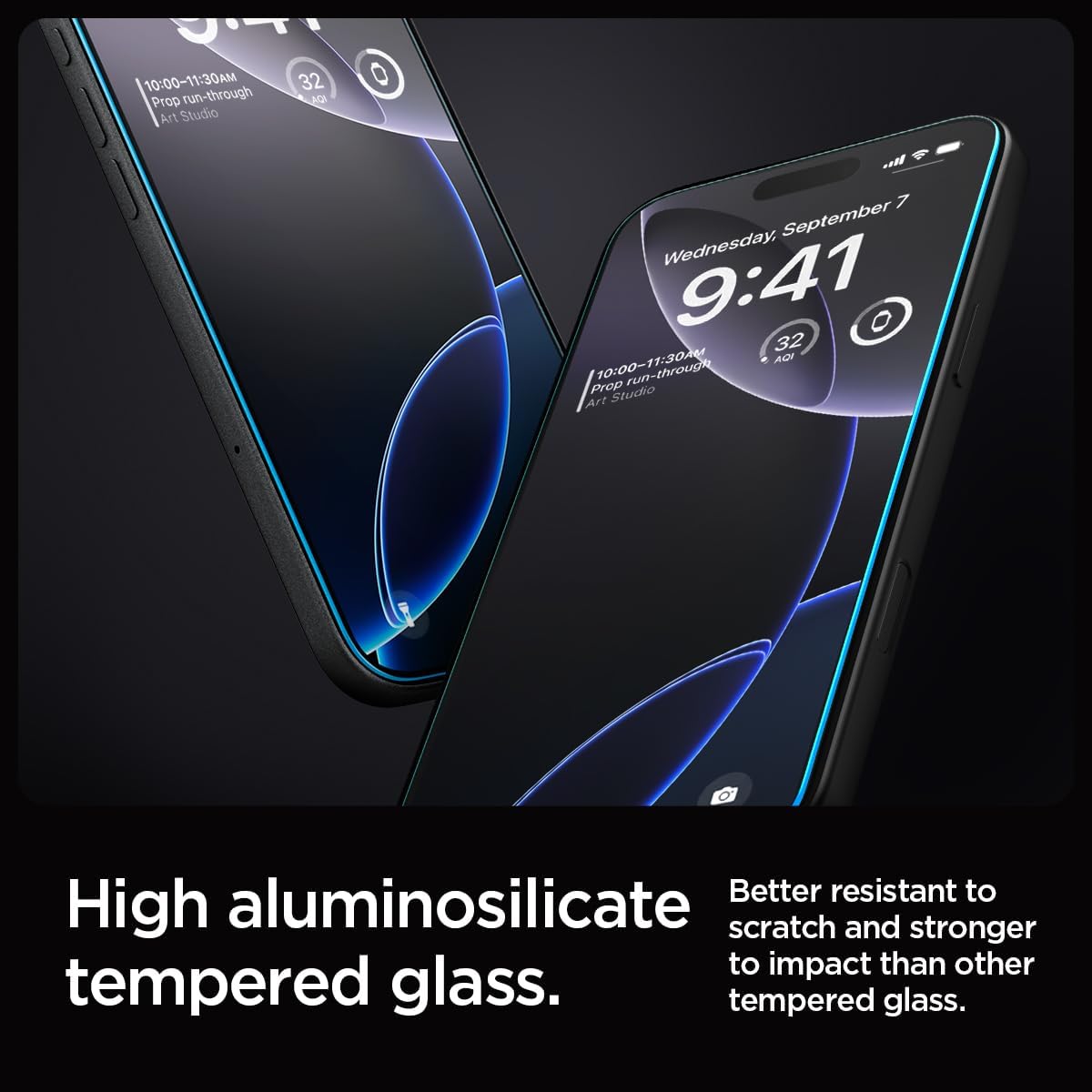 Spigen Glas.tR EZ Fit Skärmskydd kompatibel med iPhone 16, iPhone 15, 2 Stycken, med Sjabloon voor Installatiem, Case friendly, 9H härdat glas