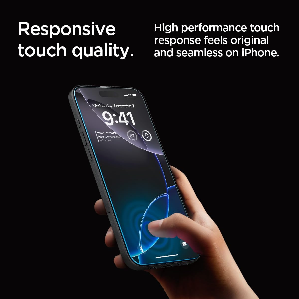 Spigen Glas.tR EZ Fit Skärmskydd kompatibel med iPhone 16, iPhone 15, 2 Stycken, med Sjabloon voor Installatiem, Case friendly, 9H härdat glas