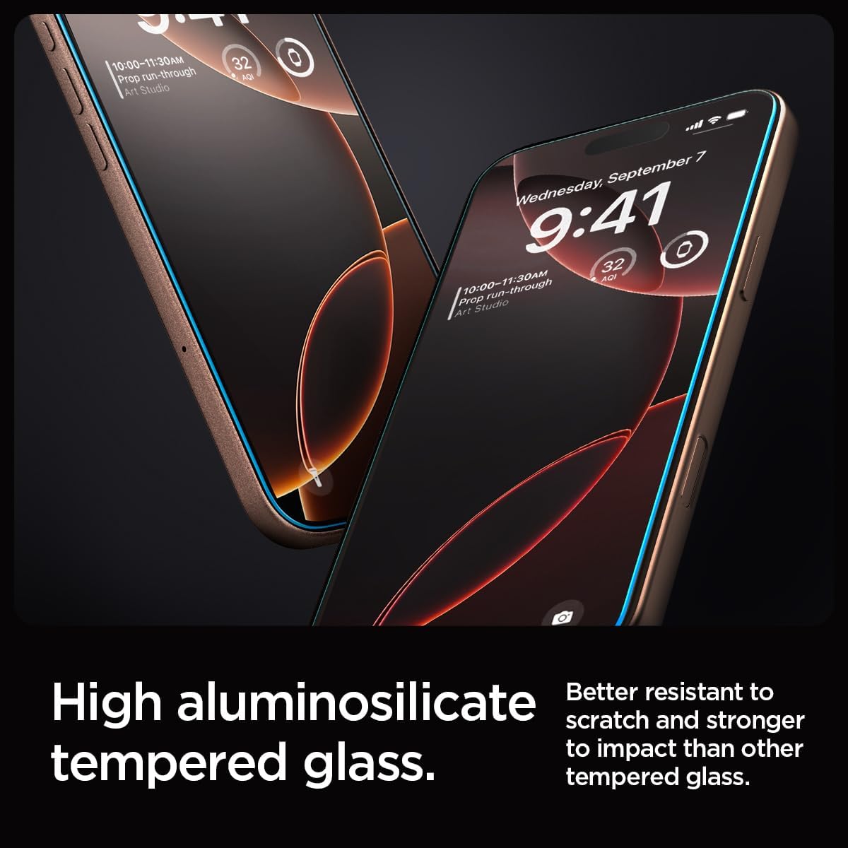 Spigen Glas.tR EZ Fit Skärmskydd kompatibel med iPhone 16, iPhone 15, 2 Stycken, med Sjabloon voor Installatiem, Case friendly, 9H härdat glas