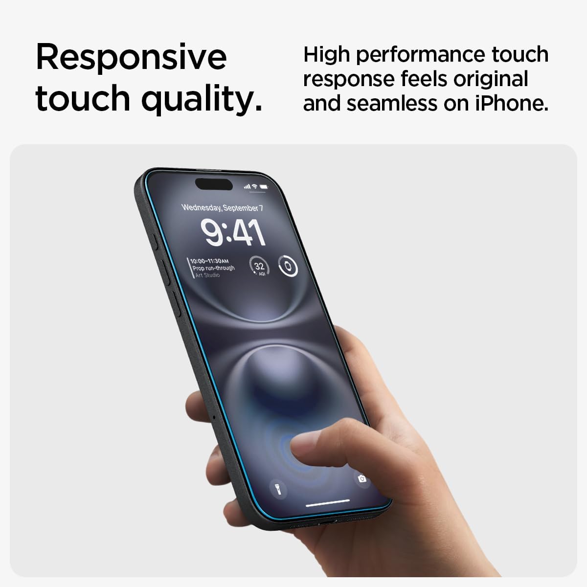 Spigen Glas.tR EZ Fit Skärmskydd kompatibel med iPhone 16, iPhone 15, 2 Stycken, med Sjabloon voor Installatiem, Case friendly, 9H härdat glas