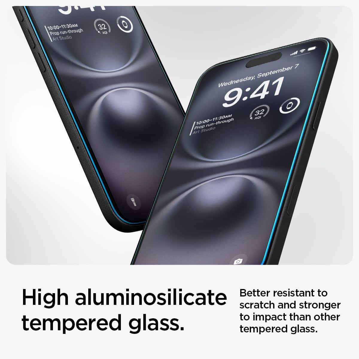 Spigen Glas.tR EZ Fit Skärmskydd kompatibel med iPhone 16, iPhone 15, 2 Stycken, med Sjabloon voor Installatiem, Case friendly, 9H härdat glas