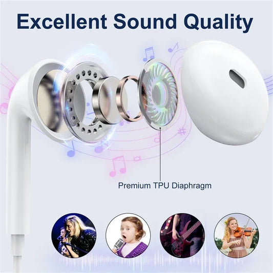 Original Wired Lightning Earphones For Apple iPhone 14 13 12 11 Pro Max Mini X XS XR X 7 8 6 Plus SE 2020 Headphones Accessories