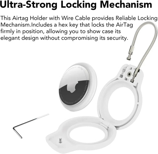 Compatible with Apple AirTag Secure Holder with Wire Cable Air Tag Lock Case Keychain Key Ring Key Chain Luggage tag for Keys