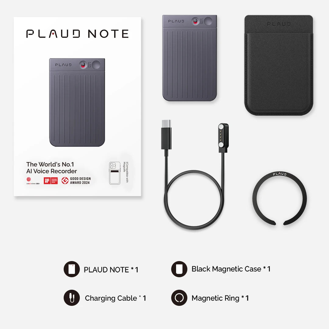 PLAUD NOTE AI Voice Recorder, AI Notetaking Device for Meetings, Lectures, Calls, AI Transcription & Summarization